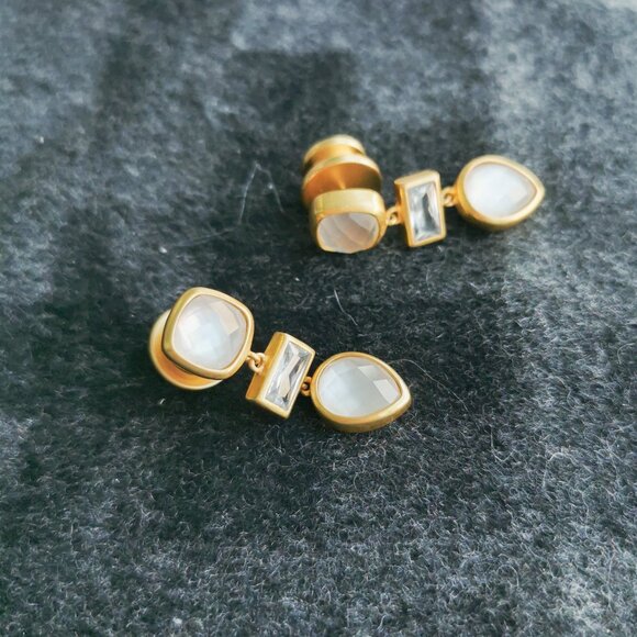 Julie Vos Antonia Gold Clear Crystal Earrings BRAND NEW - Picture 2 of 3